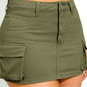 Flap pocket side Cargo denim skirt